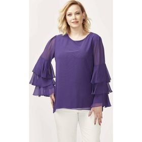 Moda Berray 28009 Mor Kolları Fırfırlı Büyük Beden Kadın Bluz