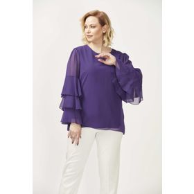 Moda Berray 28009 Mor Kolları Fırfırlı Büyük Beden Kadın Bluz