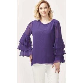 Moda Berray 28009 Mor Kolları Fırfırlı Büyük Beden Kadın Bluz