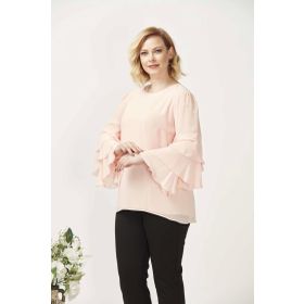 Moda Berray 28009 Somon Kolları Fırfırlı Büyük Beden Kadın Bluz