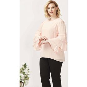 Moda Berray 28009 Somon Kolları Fırfırlı Büyük Beden Kadın Bluz