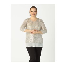 Moda Berray 28034 Bej Payet Büyük Beden Kadın Bluz