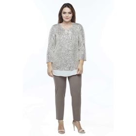 Moda Berray 28034 Bej Payet Büyük Beden Kadın Bluz