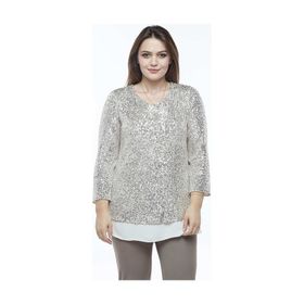 Moda Berray 28034 Bej Payet Büyük Beden Kadın Bluz