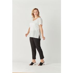 Moda Berray 3204 Beyaz Fistolu Kısa Kollu Büyük Beden Şık Kadın Bluz