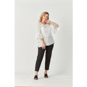 Moda Berray 3206 Beyaz Kolları Fisto Detaylı Büyük Beden Şık Kadın Bluz