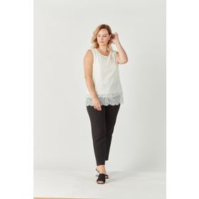 Moda Berray 3207 Beyaz Etek Ucu Dantelli Şifon Büyük Beden Şık Kadın Bluz