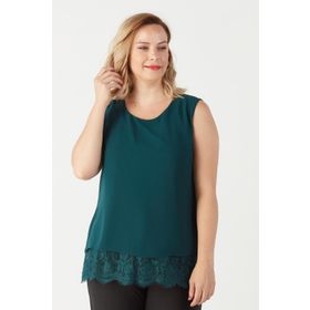 Moda Berray 3207 Yeşil Etek Ucu Dantelli Şifon Büyük Beden Şık Kadın Bluz
