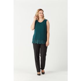 Moda Berray 3207 Yeşil Etek Ucu Dantelli Şifon Büyük Beden Şık Kadın Bluz