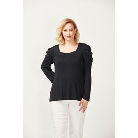Moda Berray 3231 Siyah Havalı Kol Büyük Beden Triko Kadın Bluz