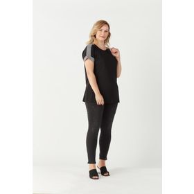 Moda Berray 3236 Siyah Parlak Omuz Detaylı Esnek Büyük Beden Şık Kadın Bluz