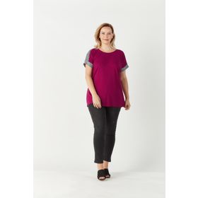 Moda Berray 3236 Violet Parlak Omuz Detaylı Esnek Büyük Beden Şık Kadın Bluz