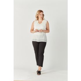 Moda Berray 3241 Beyaz Yaka Fırfırlı Kolsuz Büyük Beden Şık Kadın Bluz