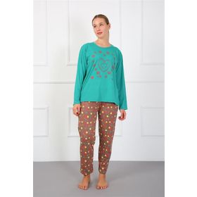 Moda Çizgi 202180 Yeşil Büyük Beden Penye Kadın Pijama Takımı