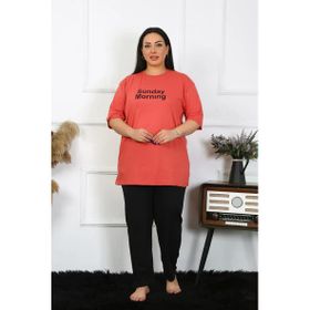 Moda Çizgi 202404 Büyük Beden Mercan Kadın Pijama Takımı