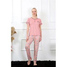 Moda Çizgi 20388 Gül Kurusu Kısa Kol Kadın Pijama Takımı