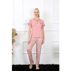 Moda Çizgi 20388 Gül Kurusu Kısa Kol Kadın Pijama Takımı