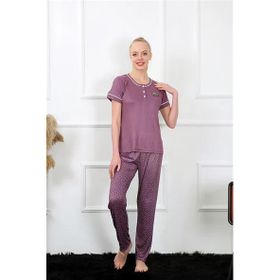 Moda Çizgi 20388 Mürdüm Kısa Kol Kadın Pijama Takımı