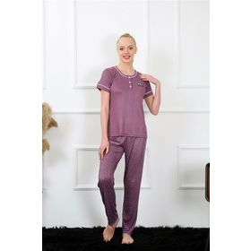 Moda Çizgi 20388 Mürdüm Kısa Kol Kadın Pijama Takımı