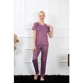 Moda Çizgi 20388 Mürdüm Kısa Kol Kadın Pijama Takımı