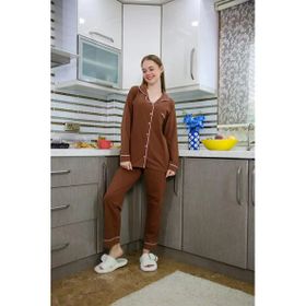 Moda Çizgi 2773 Kahve Penye Uzun Kol Kadın Pijama Takımı