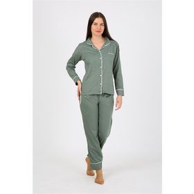 Moda Çizgi 2775 Yeşil Penye Uzun Kol Kadın Pijama Takımı