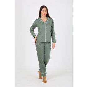 Moda Çizgi 2775 Yeşil Penye Uzun Kol Kadın Pijama Takımı