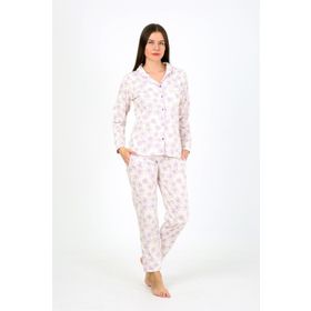 Moda Çizgi 2776 Ekru Penye Uzun Kol Kadın Pijama Takımı