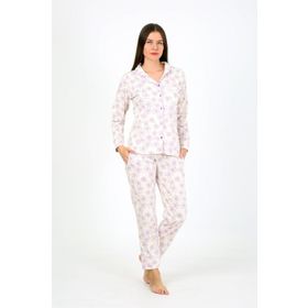 Moda Çizgi 2776 Ekru Penye Uzun Kol Kadın Pijama Takımı