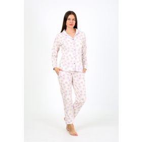Moda Çizgi 2776 Ekru Penye Uzun Kol Kadın Pijama Takımı