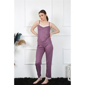 Moda Çizgi 4136 Mürdüm İp Askılı Kadın Pijama Takımı