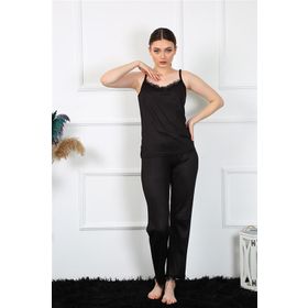 Moda Çizgi 4136 Siyah İp Askılı Kadın Pijama Takımı