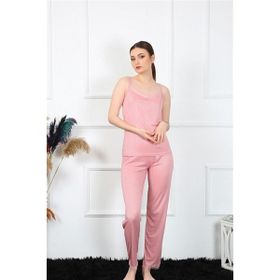 Moda Çizgi 4136 Somon İp Askılı Kadın Pijama Takımı