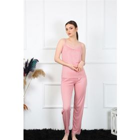 Moda Çizgi 4136 Somon İp Askılı Kadın Pijama Takımı