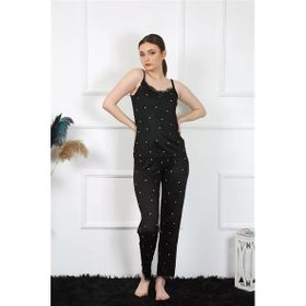 Moda Çizgi 4138 Siyah İp Askılı Kadın Pijama Takımı