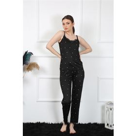 Moda Çizgi 4138 Siyah İp Askılı Kadın Pijama Takımı