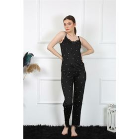Moda Çizgi 4138 Siyah İp Askılı Kadın Pijama Takımı