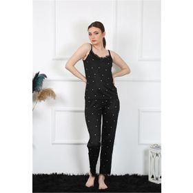 Moda Çizgi 4138 Siyah İp Askılı Kadın Pijama Takımı