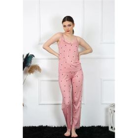 Moda Çizgi 4138 Somon İp Askılı Kadın Pijama Takımı