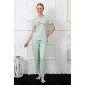 Moda Çizgi 4140 Su Yeşili Kısa Kol Kadın Pijama Takımı
