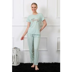 Moda Çizgi 4140 Su Yeşili Kısa Kol Kadın Pijama Takımı