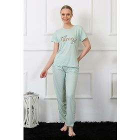 Moda Çizgi 4140 Su Yeşili Kısa Kol Kadın Pijama Takımı