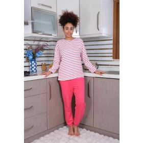 Moda Çizgi 4179 Yeşil Uzun Kol 3 İplik Penye Kadın Pijama Takımı