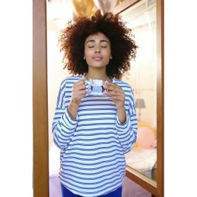 Moda Çizgi 4185 Mavi Uzun Kol 3 İplik Penye Kadın Pijama Takımı