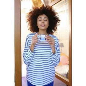 Moda Çizgi 4185 Mavi Uzun Kol 3 İplik Penye Kadın Pijama Takımı