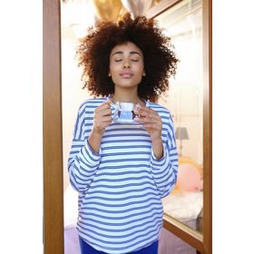 Moda Çizgi 4185 Mavi Uzun Kol 3 İplik Penye Kadın Pijama Takımı