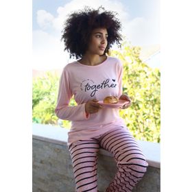 Moda Çizgi 4190 Penye Uzun Kol Kadın Pijama Takımı
