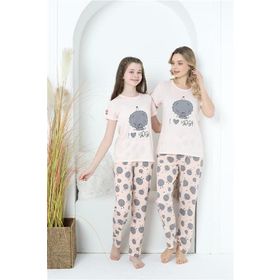 Moda Çizgi 50101 Anne Kız Aile I Love Yoga Pijama Takım