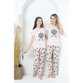 Moda Çizgi 50101 Anne Kız Aile I Love Yoga Pijama Takım