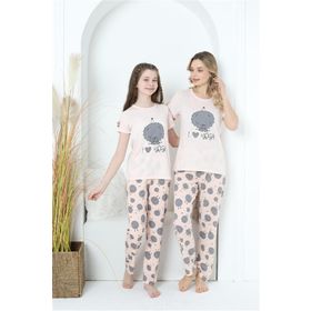 Moda Çizgi 50101 Anne Kız Aile I Love Yoga Pijama Takım
